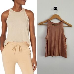 Enza Costa Tissue Jersey Cropped Sheath Tank Top in Salmon